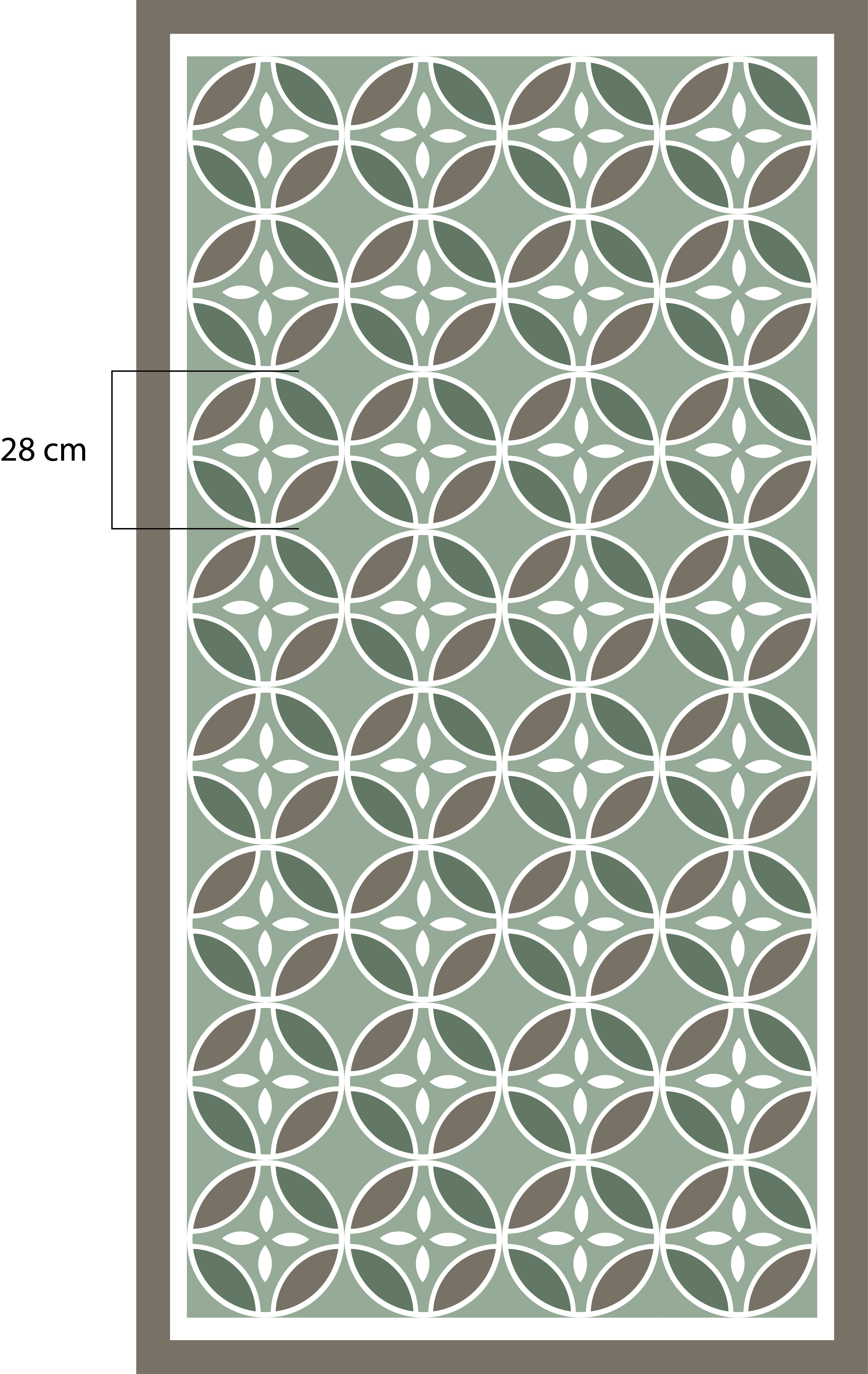 Green ornate beija tile kitchen vinyl rug - TenStickers