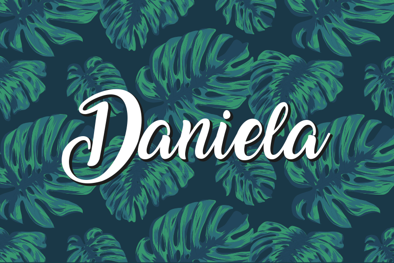 Tropical leaves with name teen vinyl rug - TenStickers