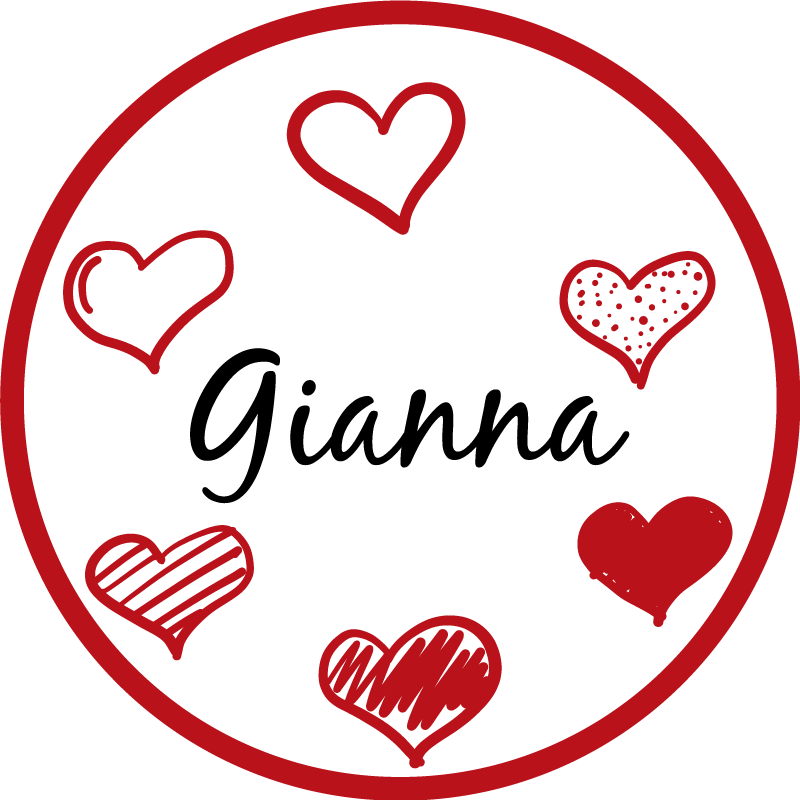 Red hearts and name teen vinyl rug - TenStickers