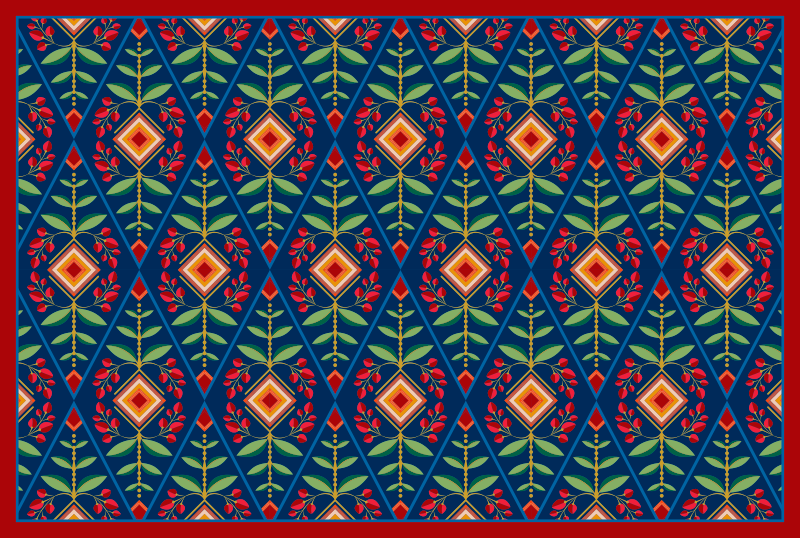 Botanical geometric motif geometric vinyl rug - TenStickers