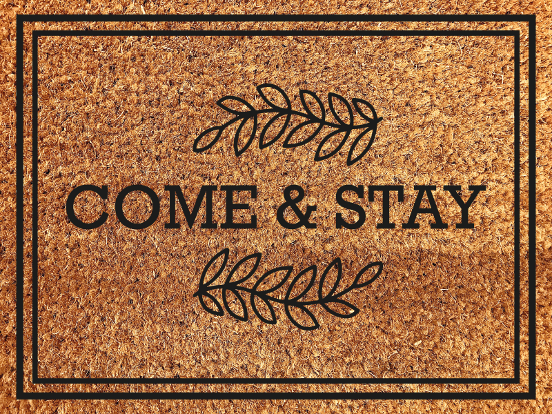Come and stay sentence entrance hall vinyl rug - TenStickers