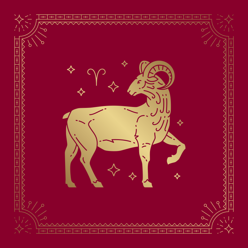Golden aries symbol animal vinyl rug - TenStickers