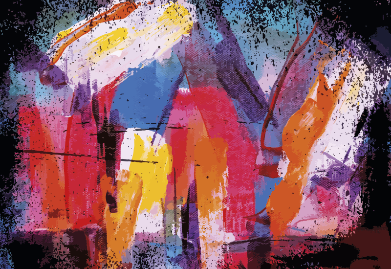 Abstract Paint Colored modern vinyl rug - TenStickers