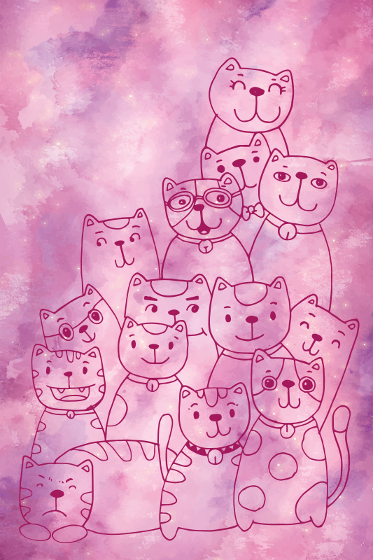 Galaxy meow teen vinyl rug - TenStickers