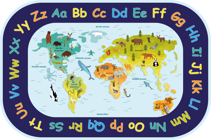 For kids with alphabet world map rug - TenStickers