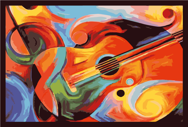 Modern art colorful guitar vinyl rug - TenStickers