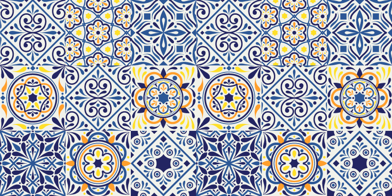 Different tiles effect kitchen floor tiles - TenStickers