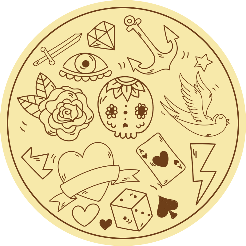 Tattoo symbols teen vinyl rug - TenStickers