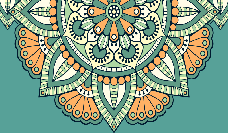 Mandala vinyl rug with half floral design - TenStickers