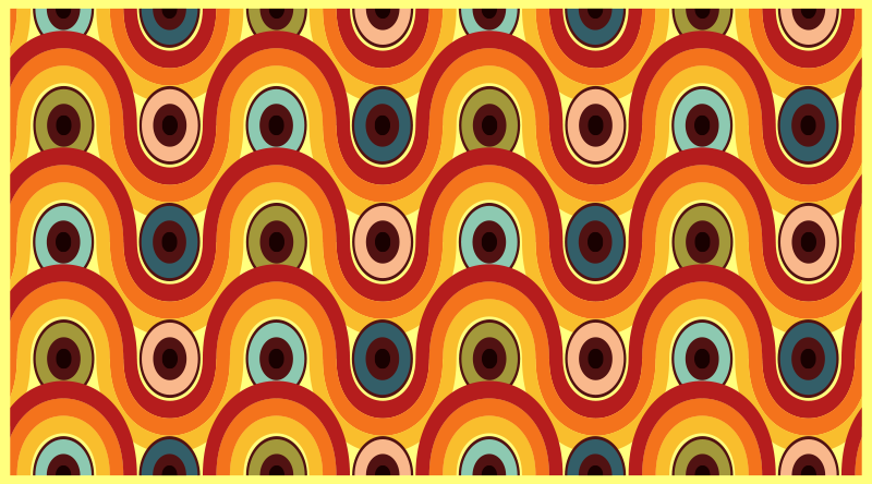 Colorful wavy motif vintage vinyl rug - TenStickers