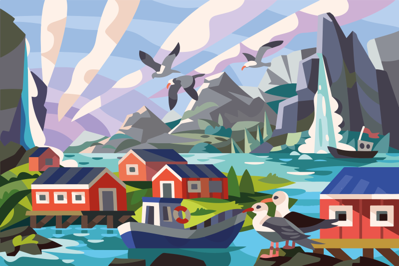 Norwegian coast nature vinyl rug - TenStickers