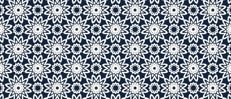 Navy floral design kitchen vinyl rug - TenStickers