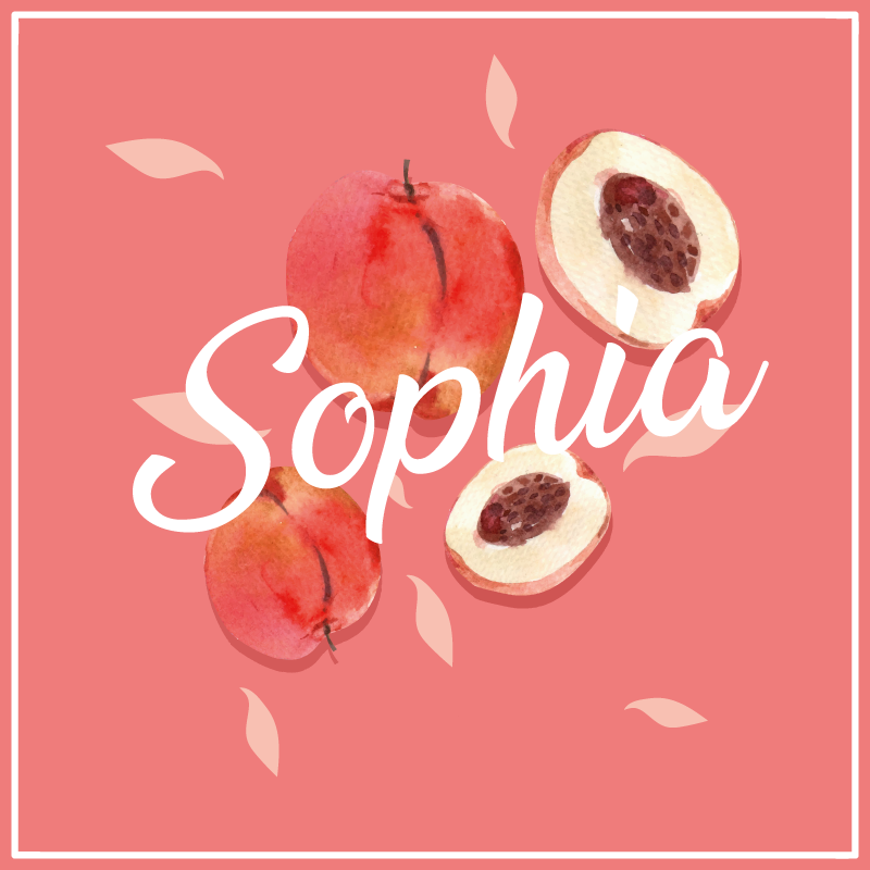 Pink peaches with name teen vinyl rug - TenStickers