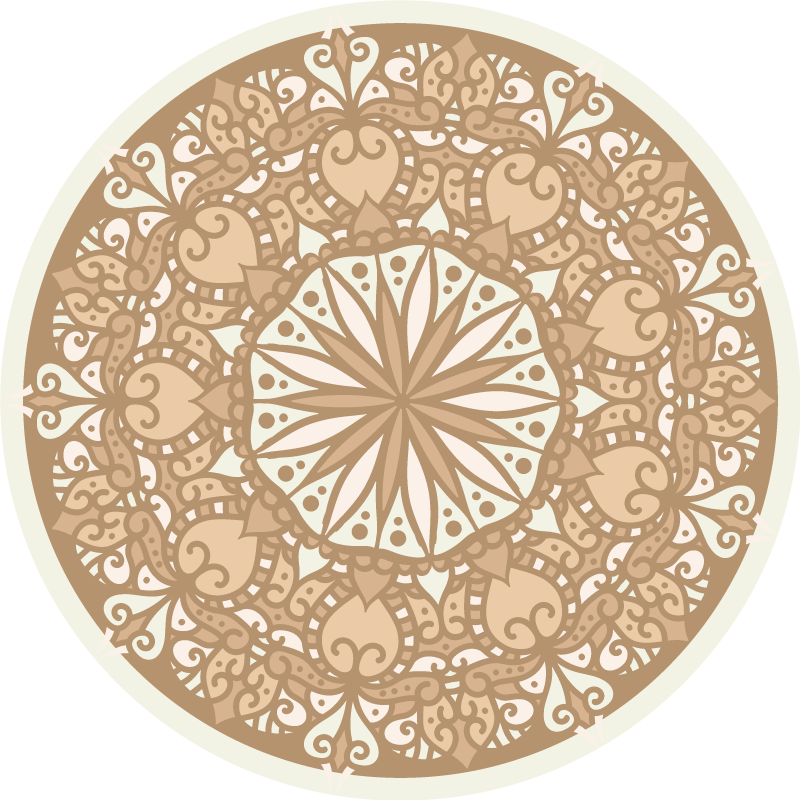 Circular beige mandala mosaic mandala vinyl rug - TenStickers