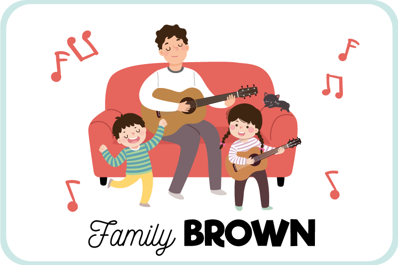 Musical family name entrance hall vinyl rug - TenStickers