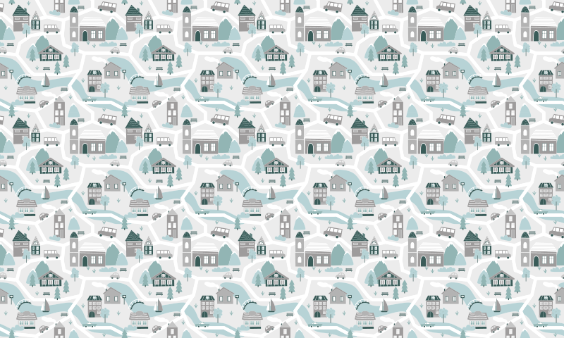 Blue and gray city baby play mat - TenStickers