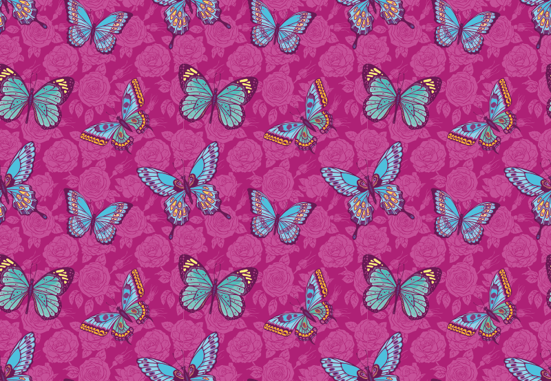 Flying butterflies and flowers baby play mat - TenStickers