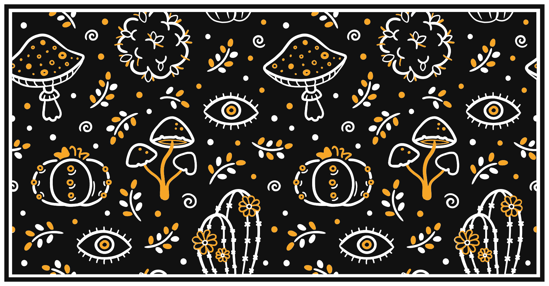 Mushroom artwork floral vinyl rug - TenStickers