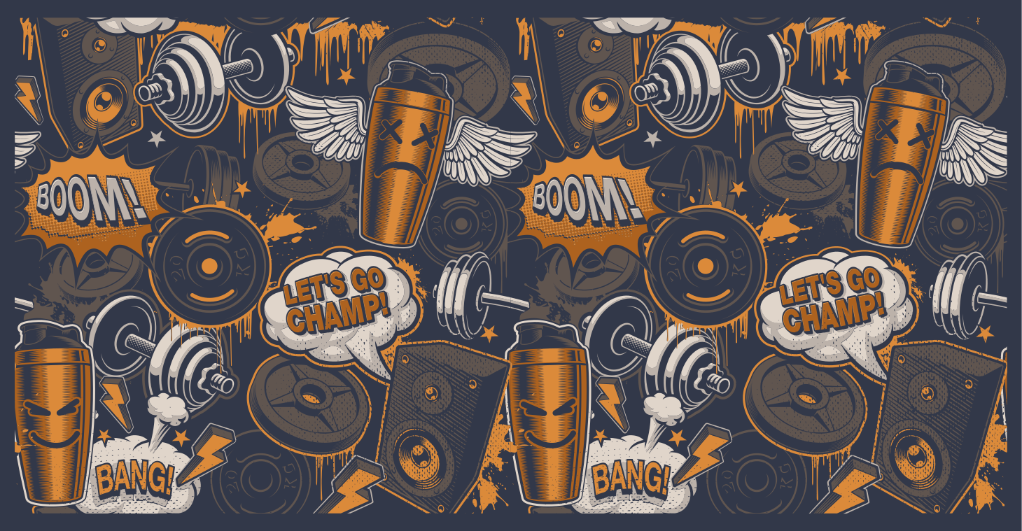 Energetic Fitness Vibes teen vinyl rug - TenStickers