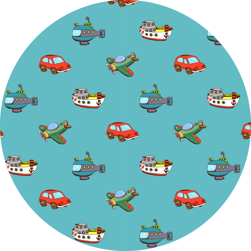 Toy Vehicles Adventure nursery vinyl rug - TenStickers