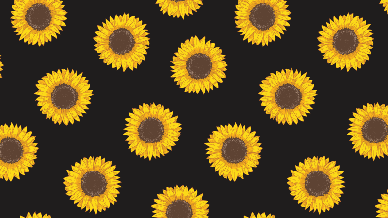 Sun flower black background floral rug - TenStickers
