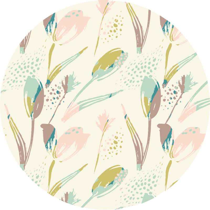 Tulip pattern floral vinyl rug - TenStickers