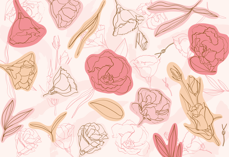 Pink and white roses floral rug - TenStickers