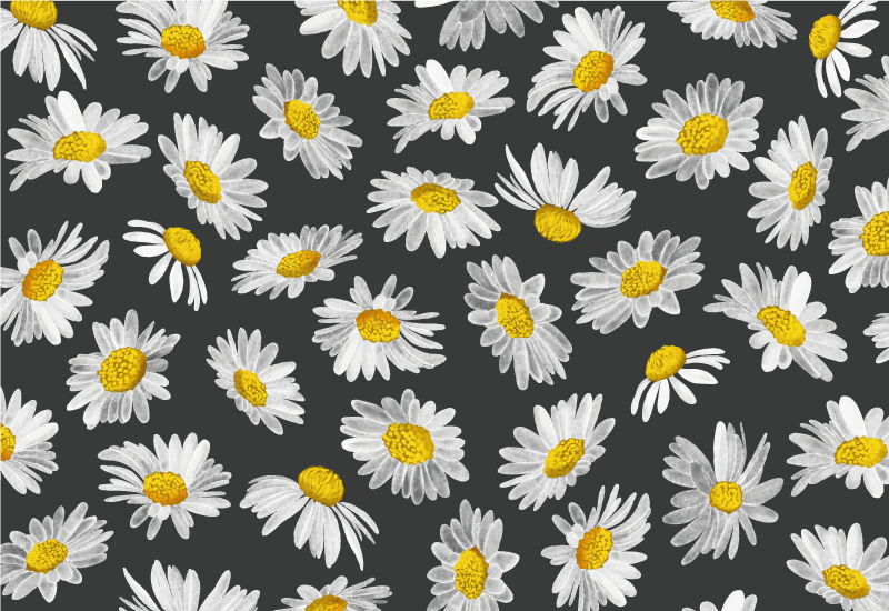 Daisy grey motif floral vinyl rug - TenStickers
