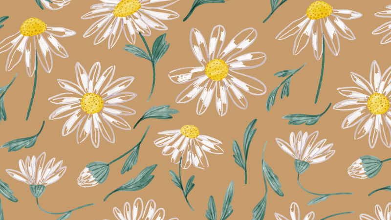 Daisy Blossom Motif floral vinyl rug - TenStickers