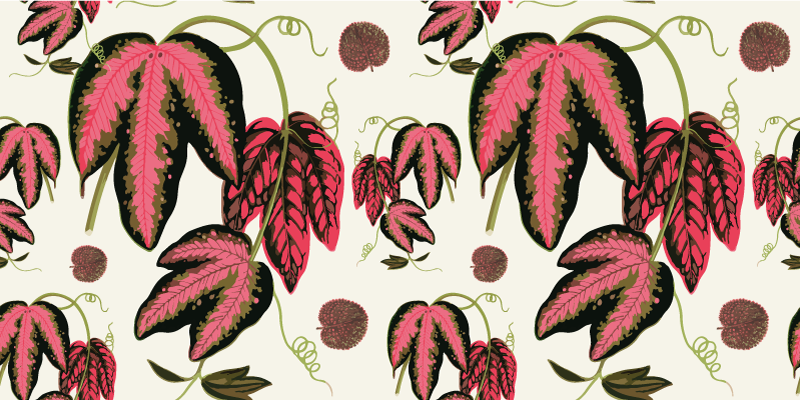 Red maranta leafs floral vinyl rug - TenStickers