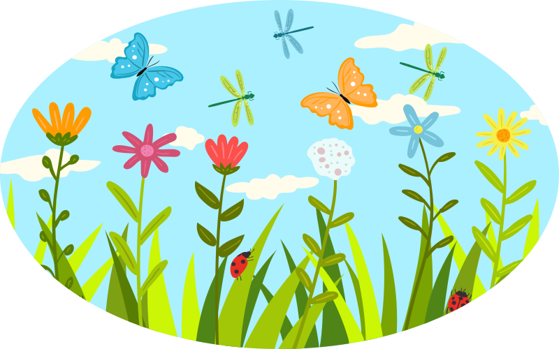 Floral vinyl rug in blooming garden scene - TenStickers