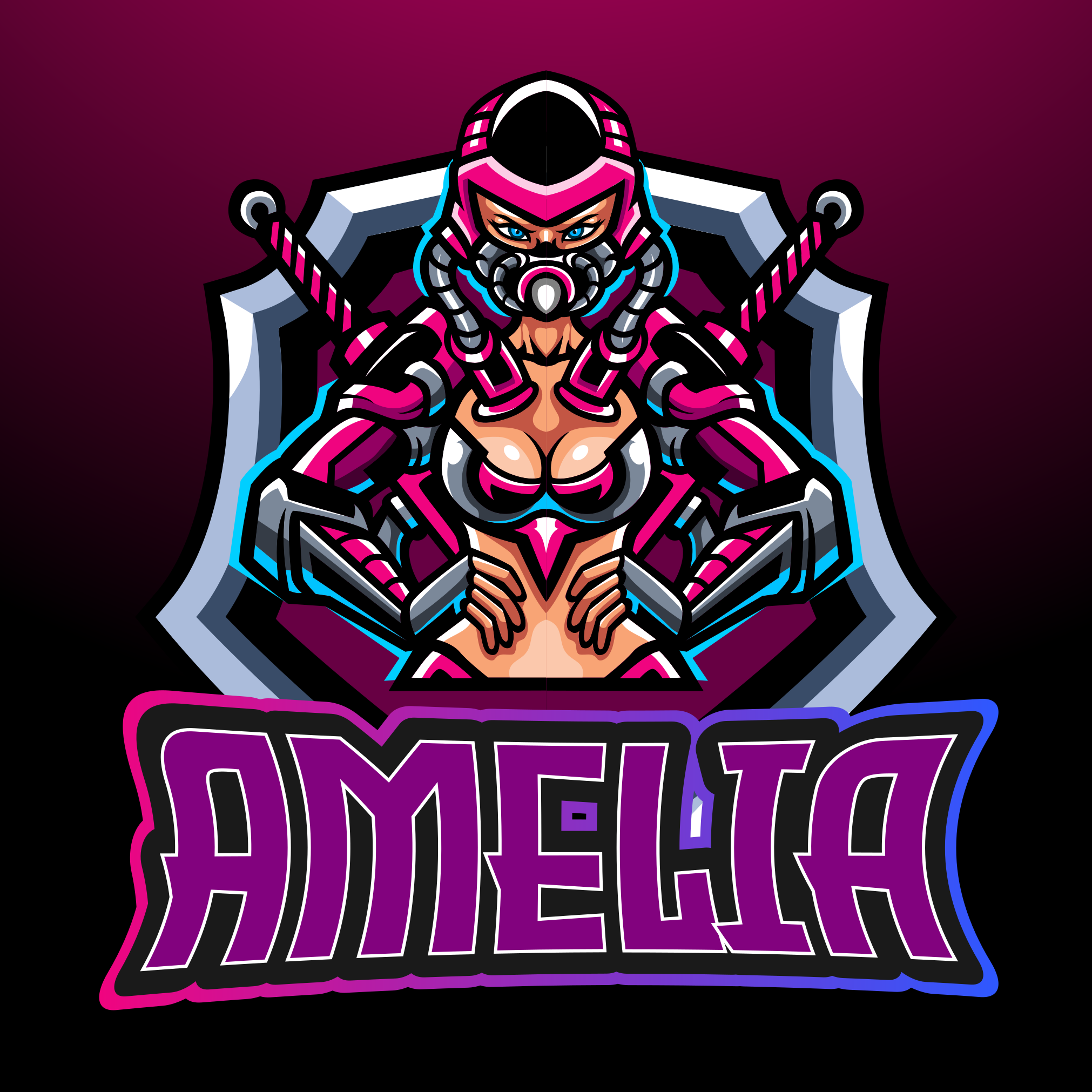 Gaming heroine with name teen vinyl rug - TenStickers