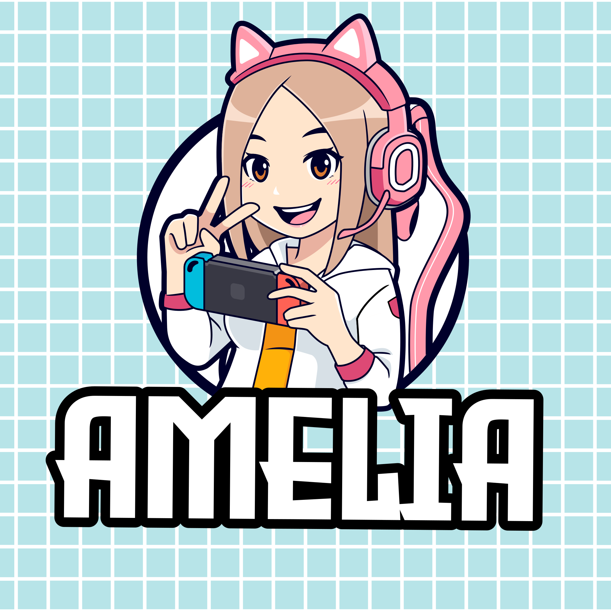 Gaming girl with name teen vinyl rug - TenStickers