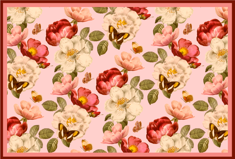 Flowering Blooming Composition floral vinyl rug - TenStickers