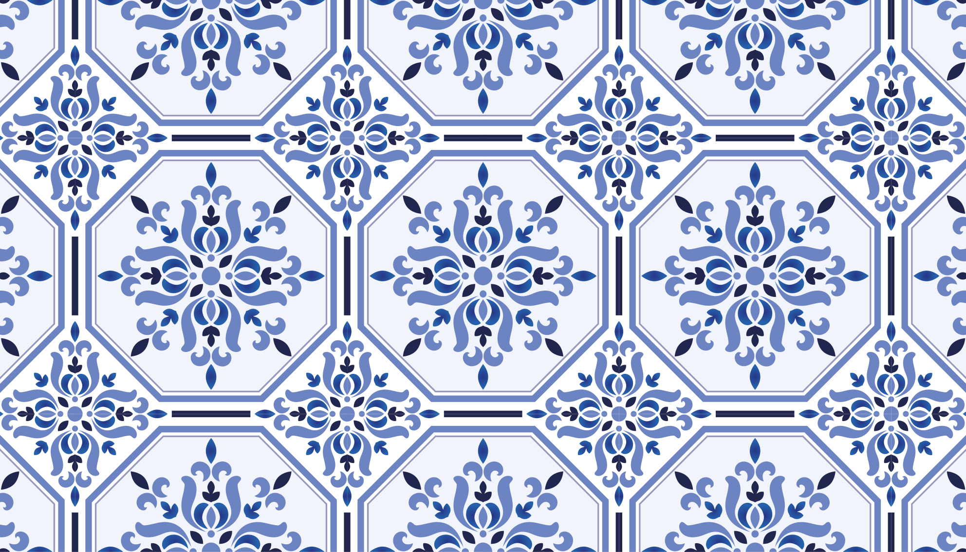 Azure blossom elements tile vinyl rug - TenStickers