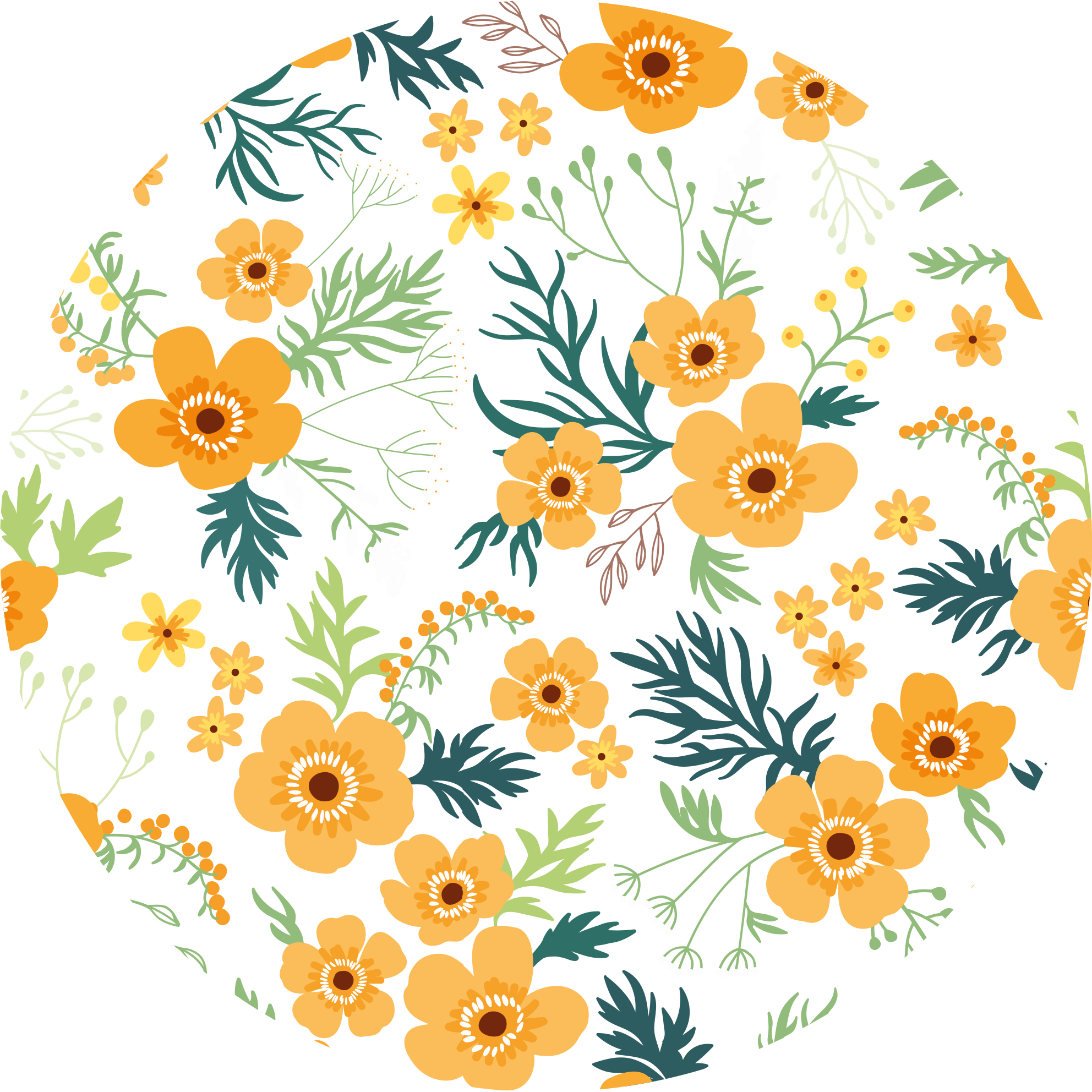 Floral bouquet pattern floral vinyl rug - TenStickers