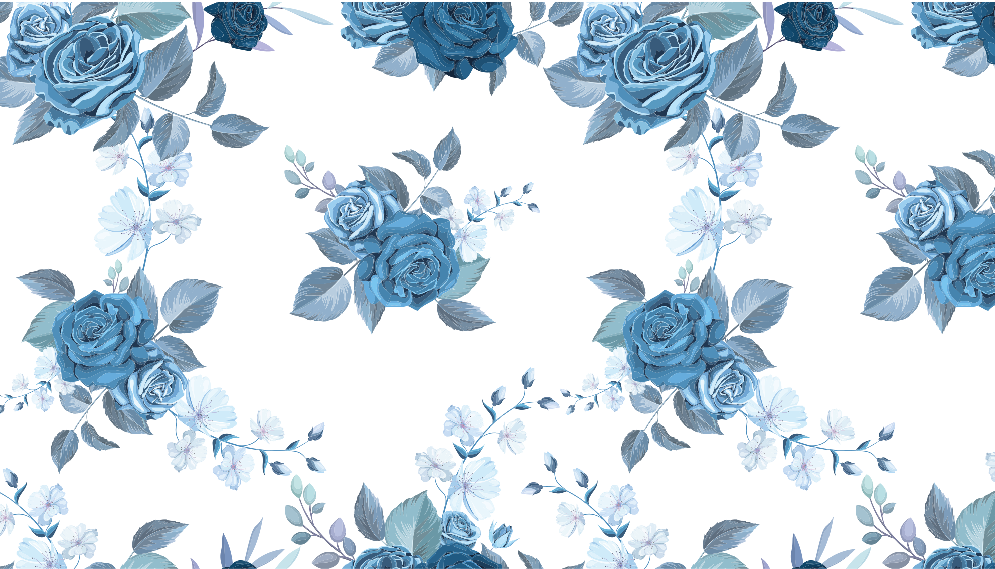 Azure Blossom Composition floral vinyl rug - TenStickers