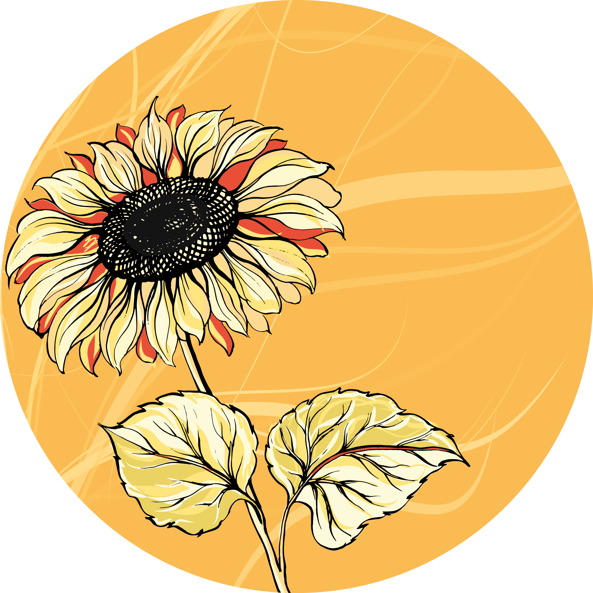 Bright Sunflower Blossom floral vinyl rug - TenStickers