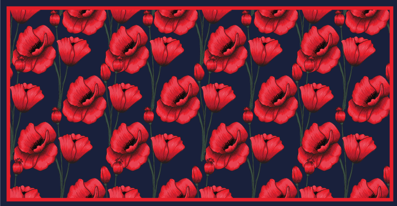 Red Poppy Arrangement floral vinyl rug - TenStickers
