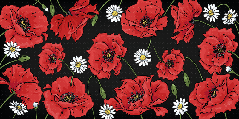 Lively Botanical Artwork floral vinyl rug - TenStickers