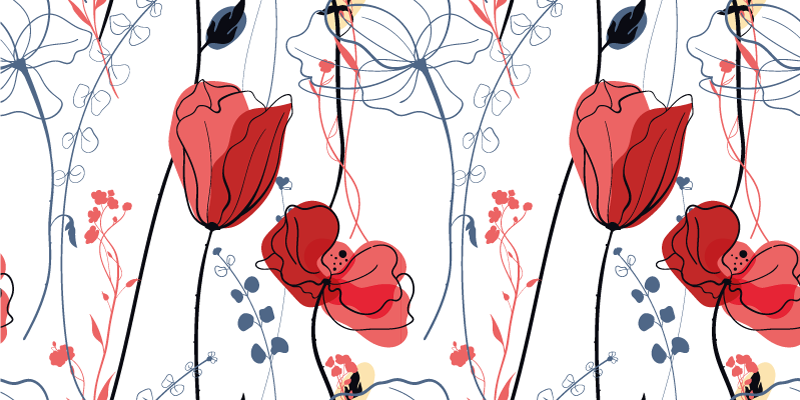 Elegant red poppies  floral rug - TenStickers