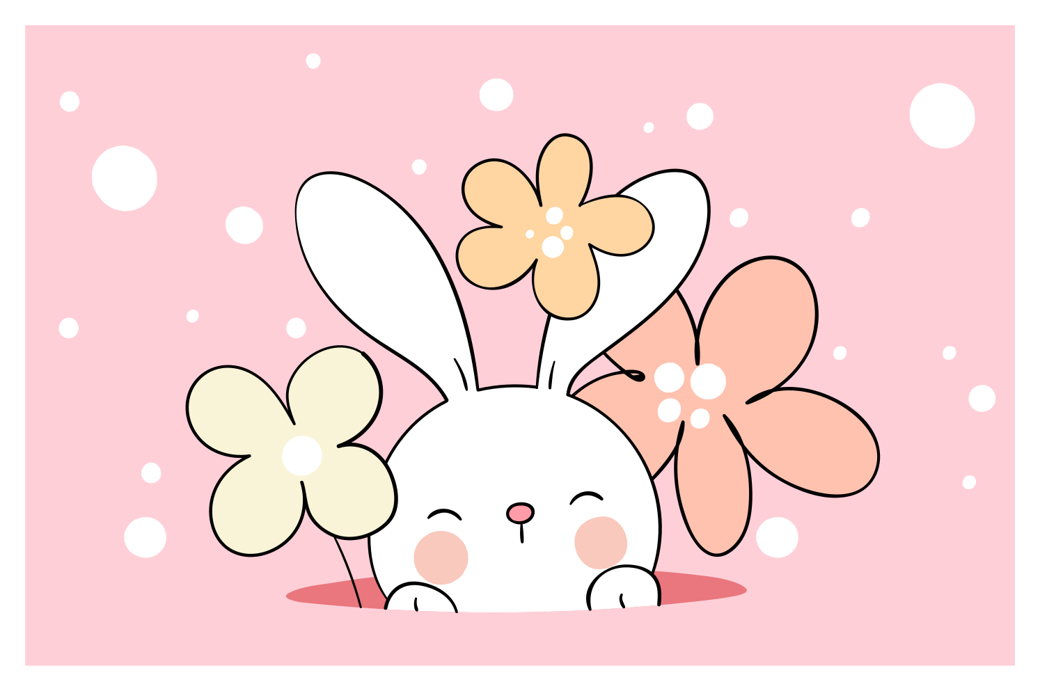 Baby bunny illustration kids vinyl rug - TenStickers