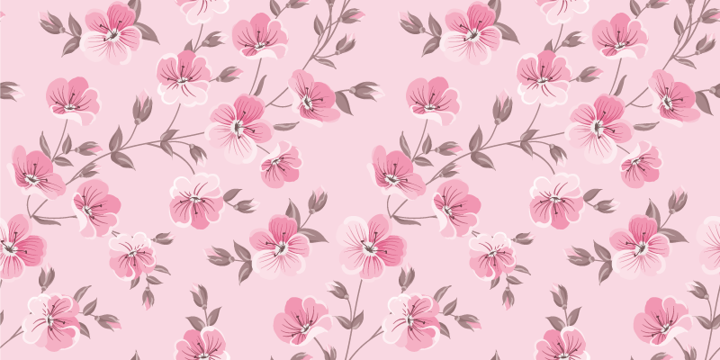 Blossom Pink Serenity floral vinyl rug - TenStickers