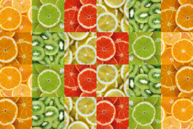Citrus slice mosaic kitchen vinyl rug - TenStickers