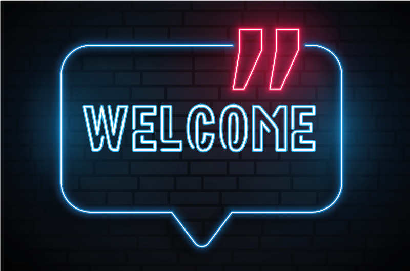 Neon blue sign entrance hall vinyl rug - TenStickers