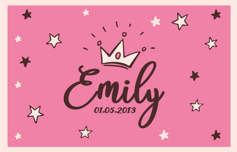 Customizable name and date with crown mat - TenStickers