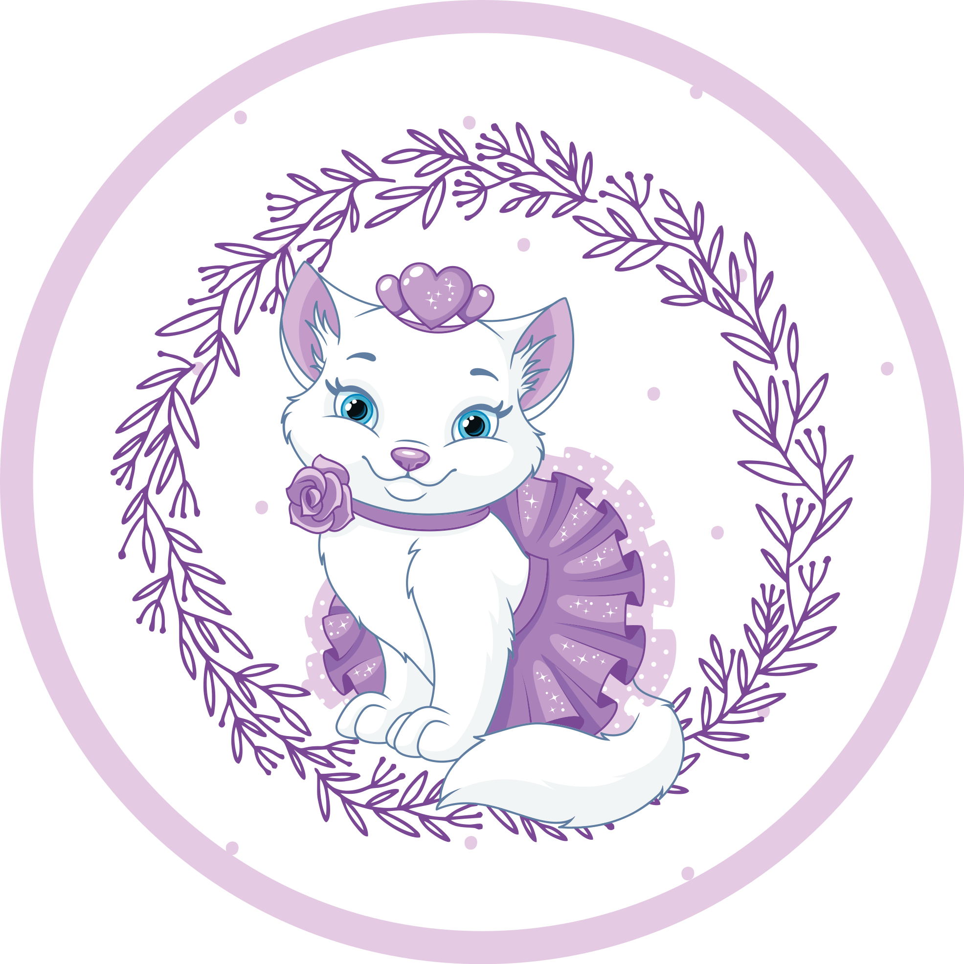 cute smiling white cat bedroom rug - TenStickers
