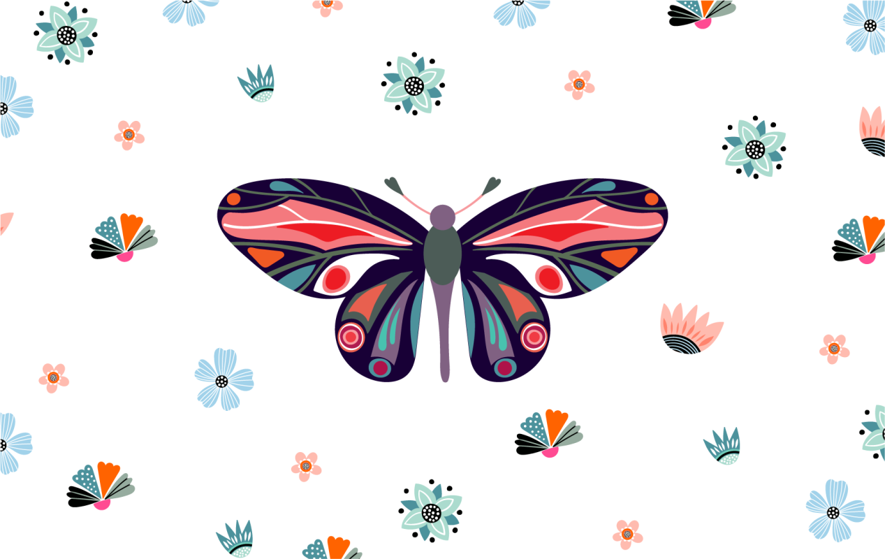 Vibrant butterfly illustration animal vinyl rug - TenStickers