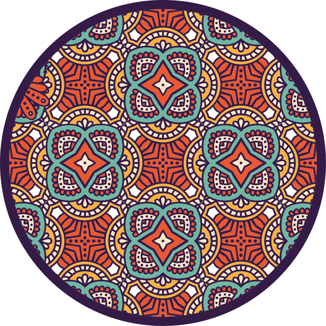 Colorful Geometric Harmony mandala vinyl rug - TenStickers