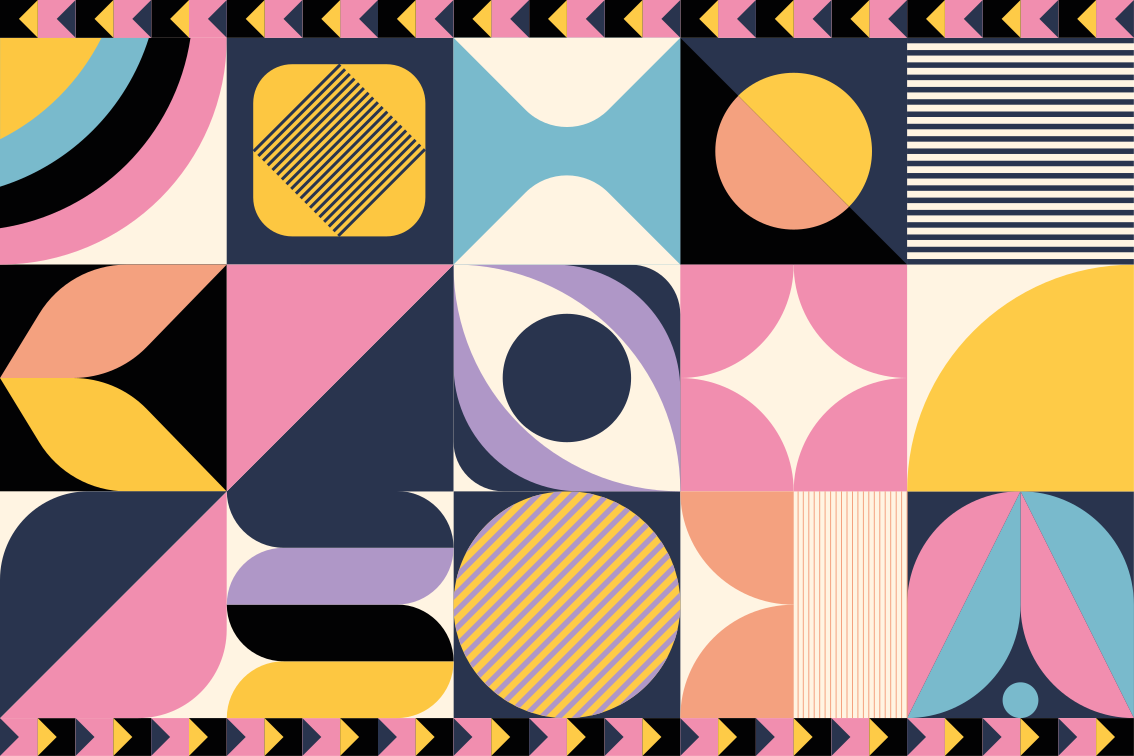 Geometric vinyl rug in color segments - TenStickers